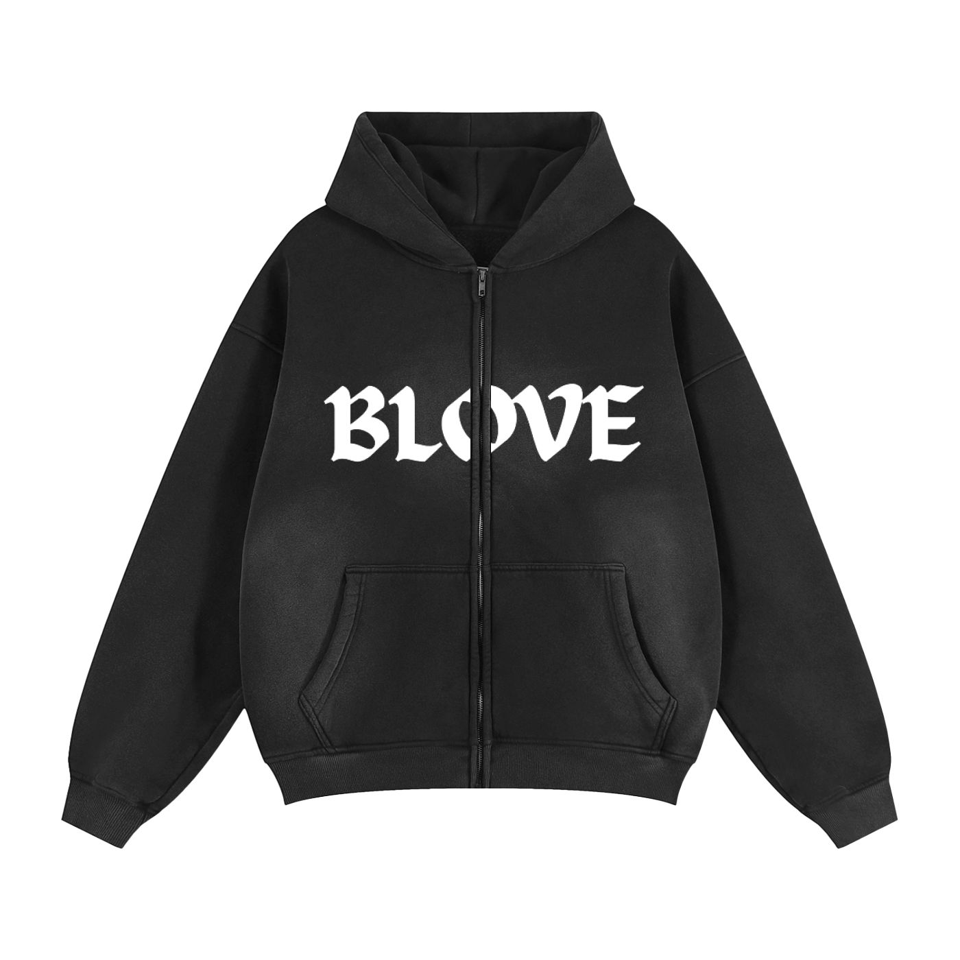 Sunfade Two-way Zipper Boxy Fleece Hoodie